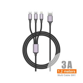 Cabo de Nylon de Alumínio 1,2 M USB 1 A 3 - C02A | IDUSD