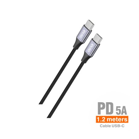 Cabo Nylon PD USB-C para USB-C 1,2M 5A - C86A | IDUSD