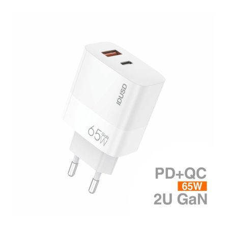 Carregador GaN PD 65W Duas Portas - D130B | IDUSD