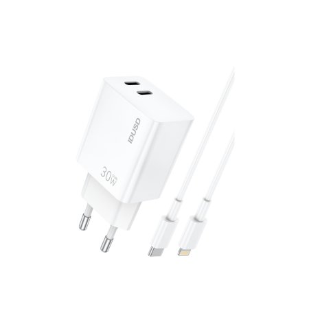 GaN PD30W Duas Portas USB-C + PD Lightning - D205B | IDUSD