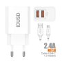 Carregador Inteligente 2U 2,4A + Cabo USB-C - D43B | IDUSD