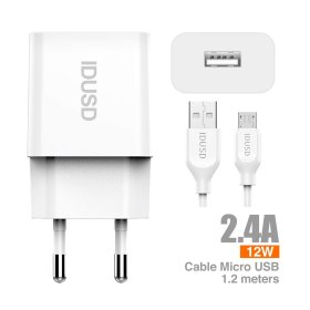 Carregador Inteligente 1U 2,4A + Micro-USB - D71B | IDUSD