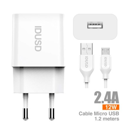 Carregador Inteligente 1U 2,4A + Micro-USB - D71B | IDUSD