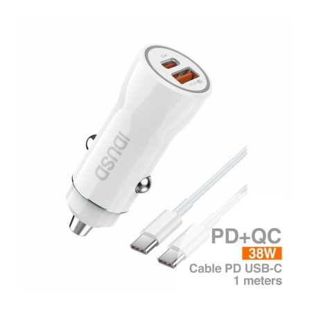 Carregador de Carro PD+QC 38W + PD USB-C - F56B | IDUSD
